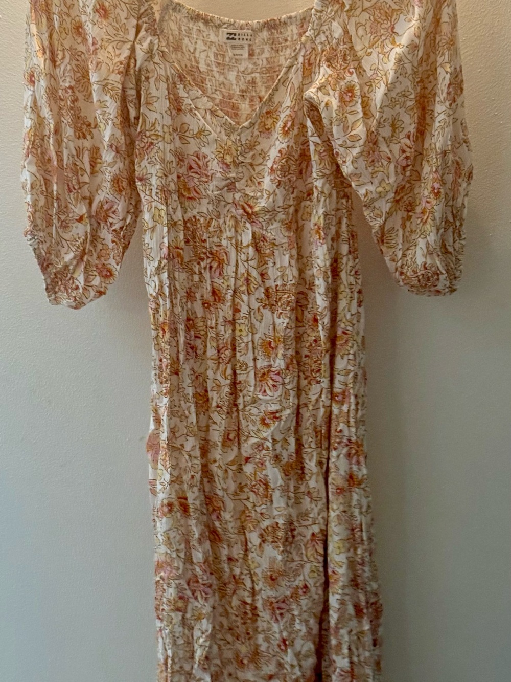 Billabong Ivory Floral Midi Dress size small